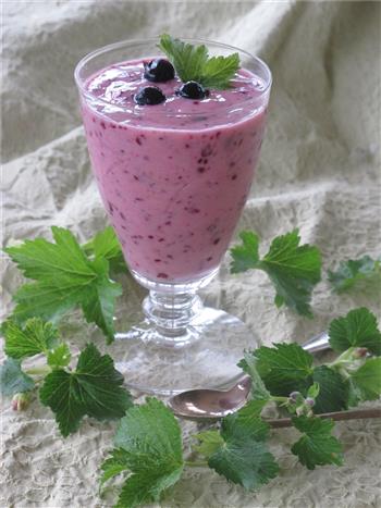 Yoghurt mixad med svarta vinbär./ L. Brinck